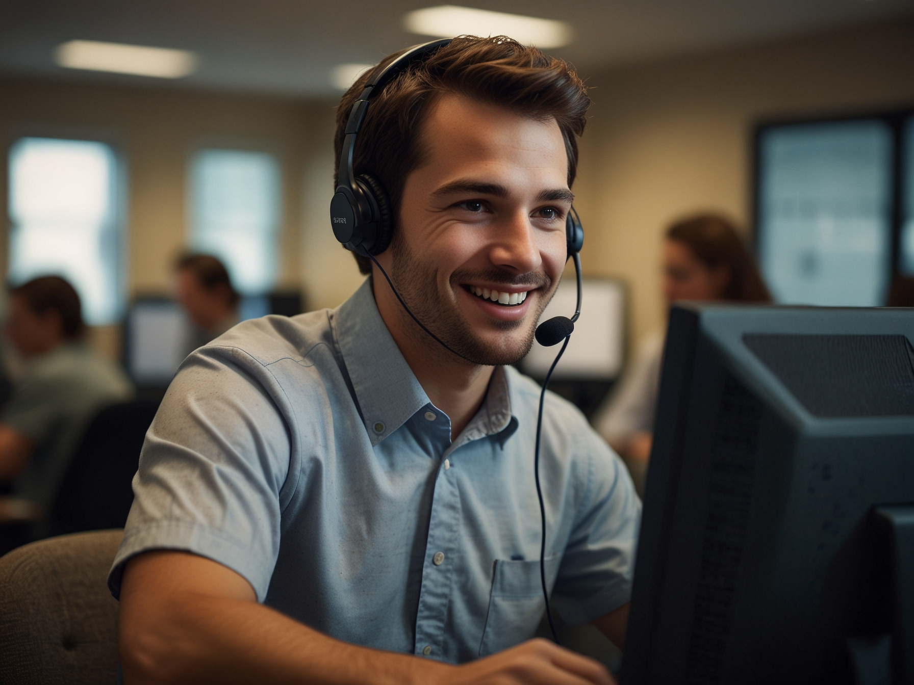 Customer support representative assisting a user